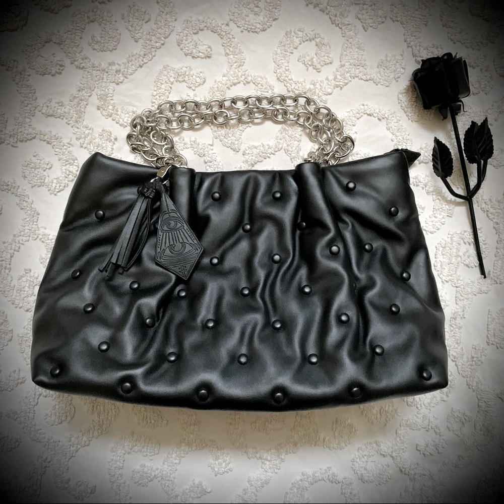 Disturbia Matte Black Dot purse
